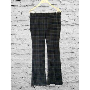 Theory Womens Plaid Wool Blend Trousers Flair Bell Bottom Cut Pants Size 8